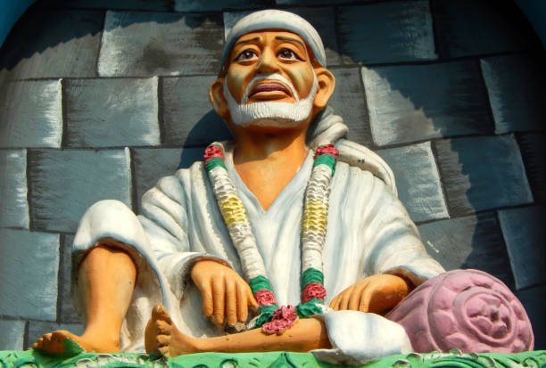 Idol of shirdi sitting on the arch of temple,Hyderabad,India