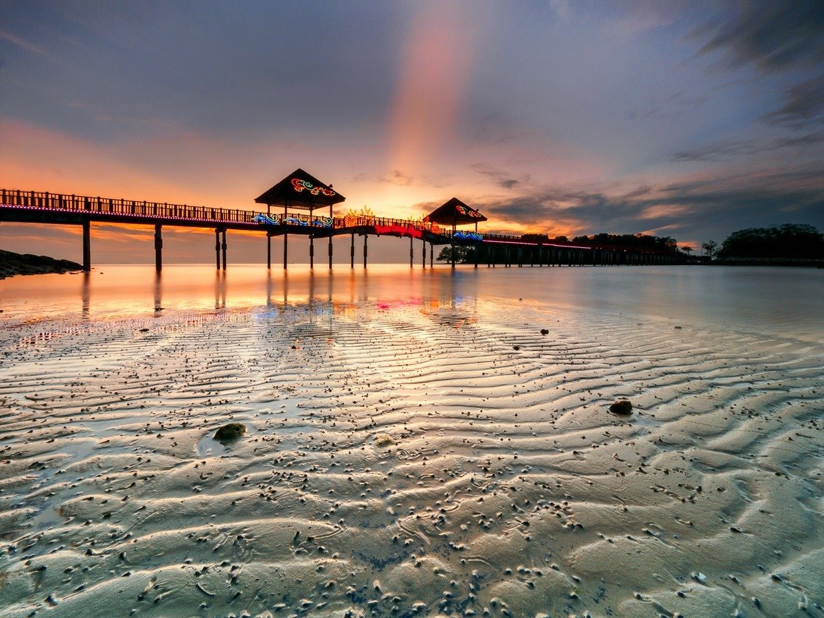 Scenery,Of,Sunset,At,Pantai,Cahaya,Negeri,(state,Light,Beach)